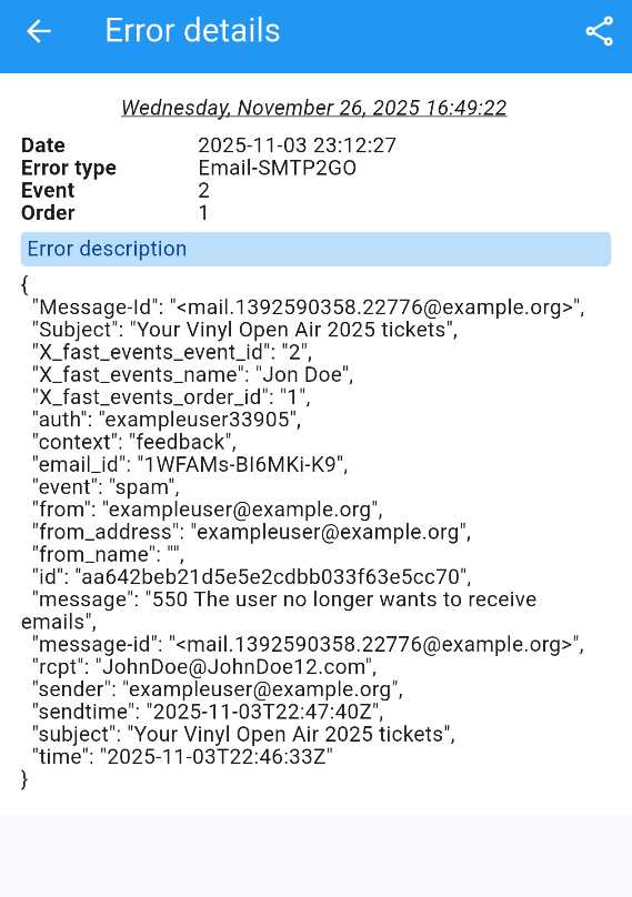 Error details